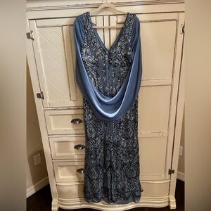 J & M Richard’s Beaded Dresss with a sheer wrap attached. Size 14.